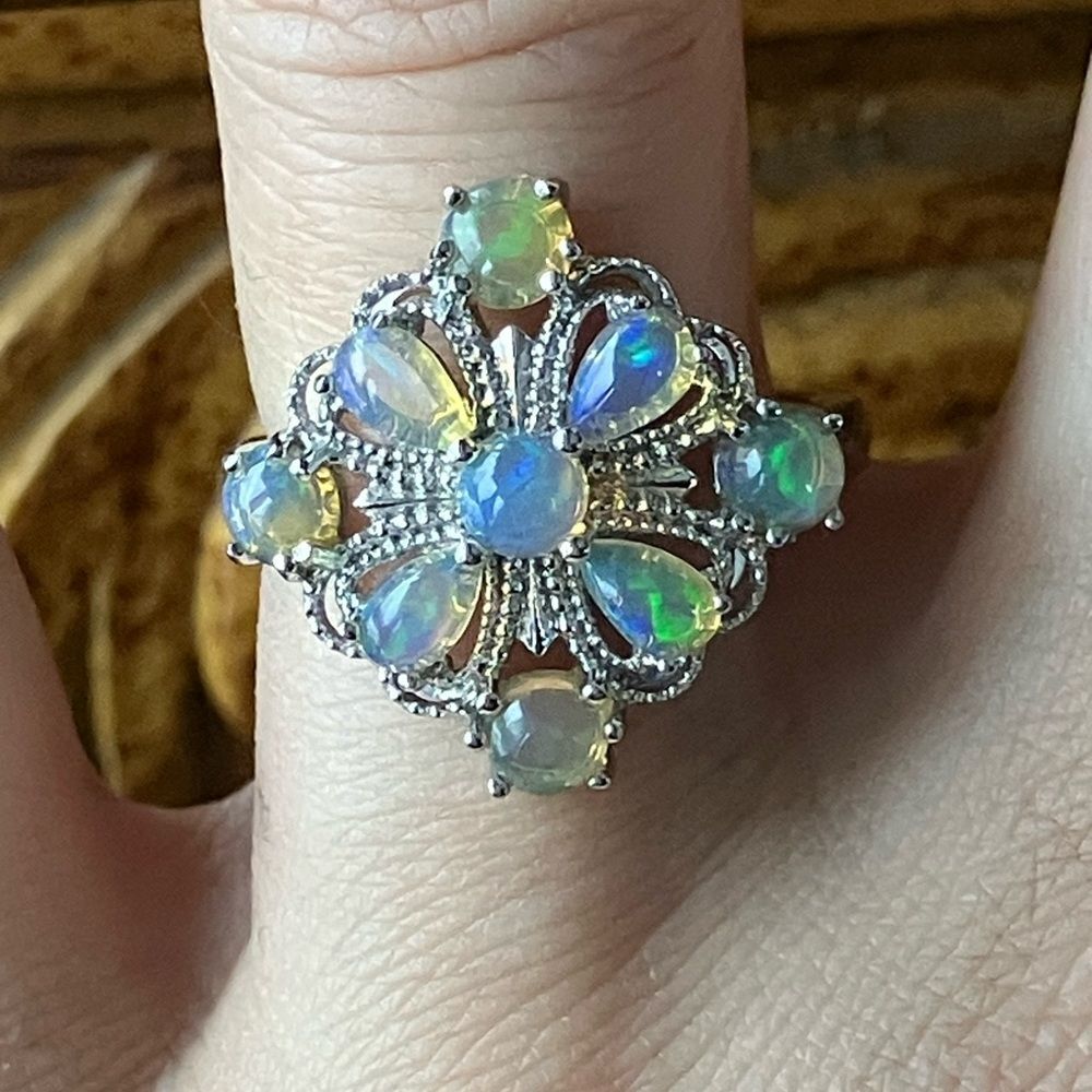 Natural Honey Opal Sterling Silver Ring Size 8